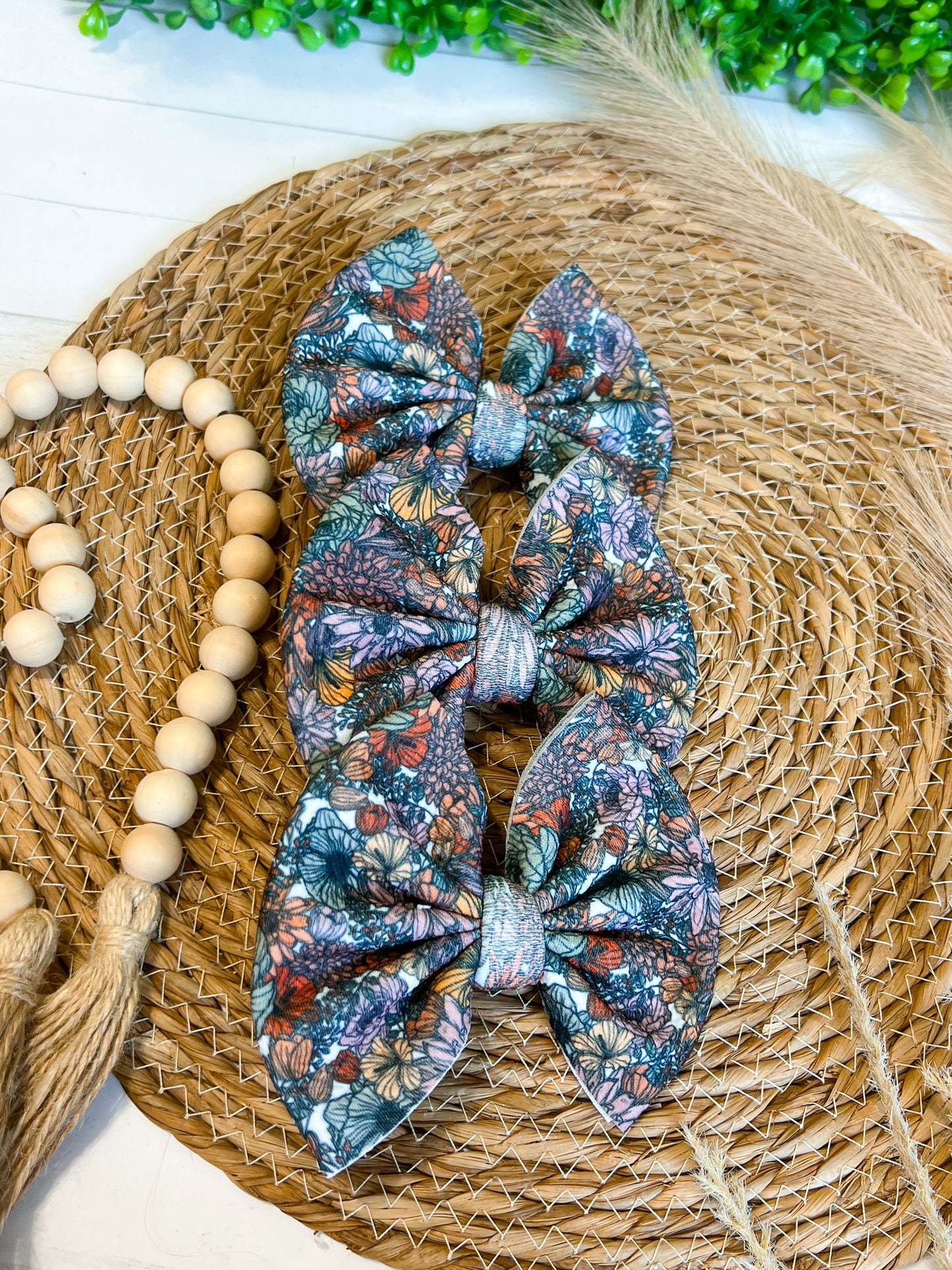 Floral Foliage Big Bow