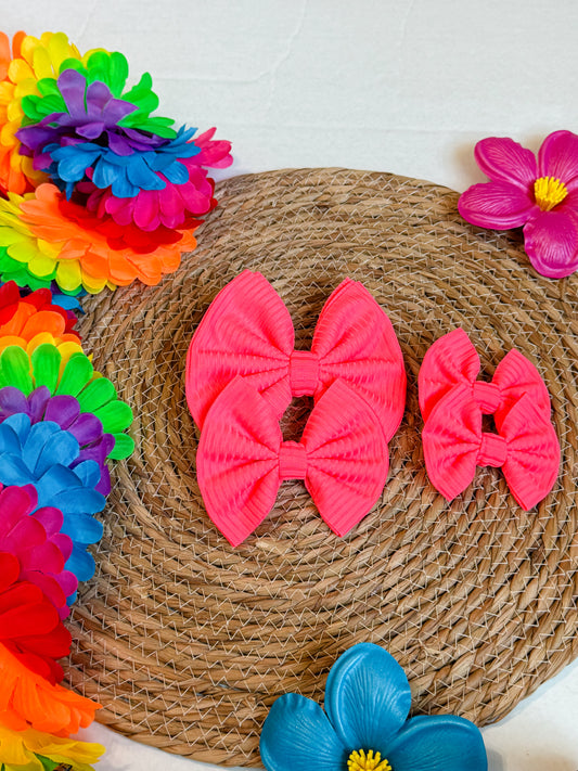 Neon Coral Ribbed