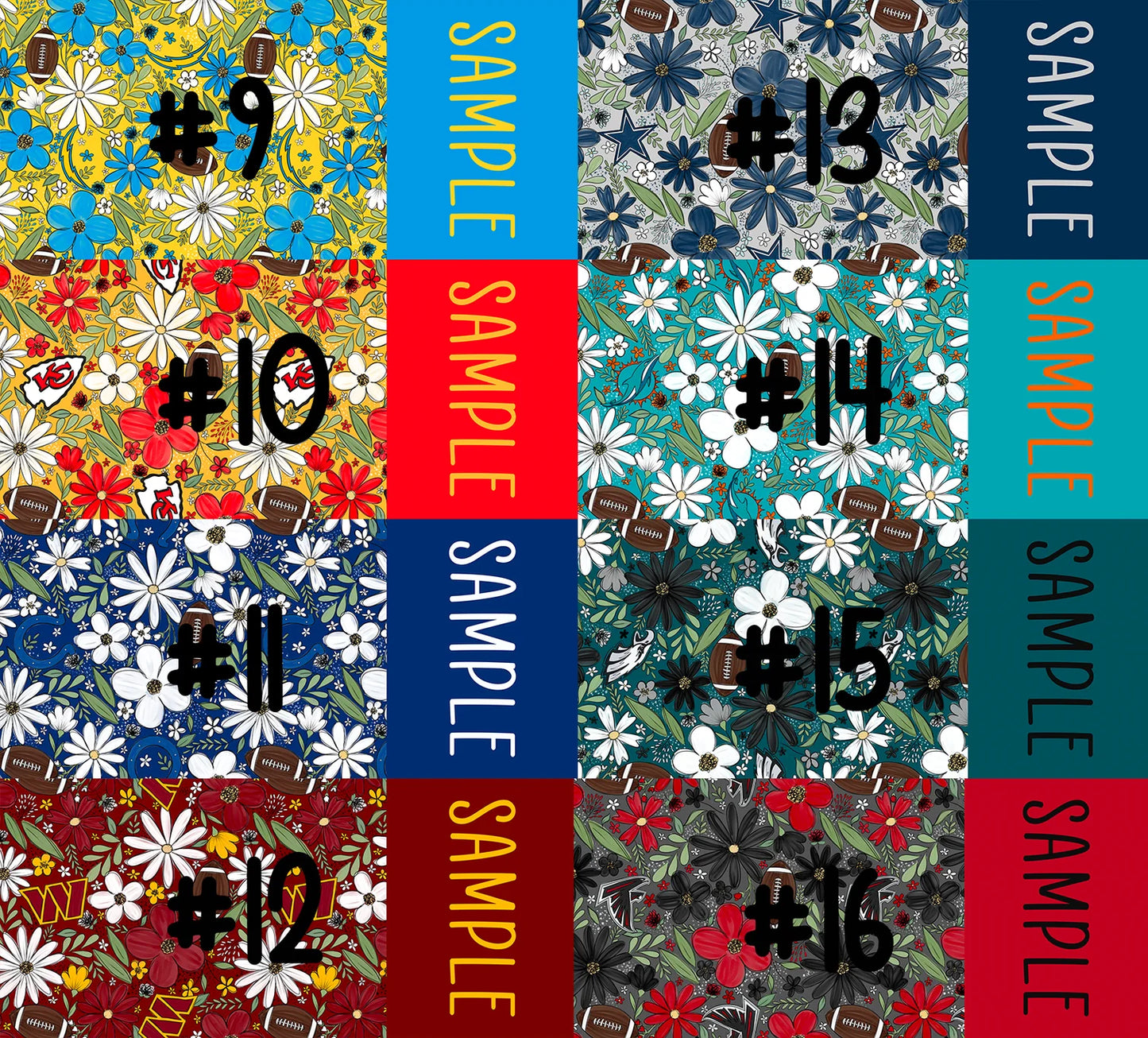 Football Floral - Custom Name Bows