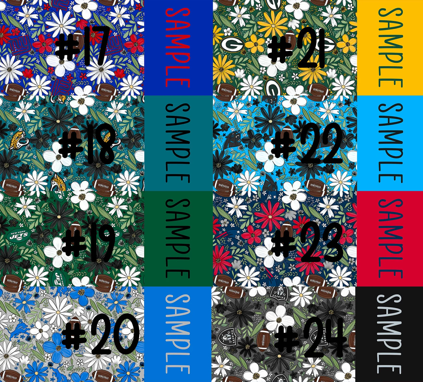 Football Floral - Custom Name Bows