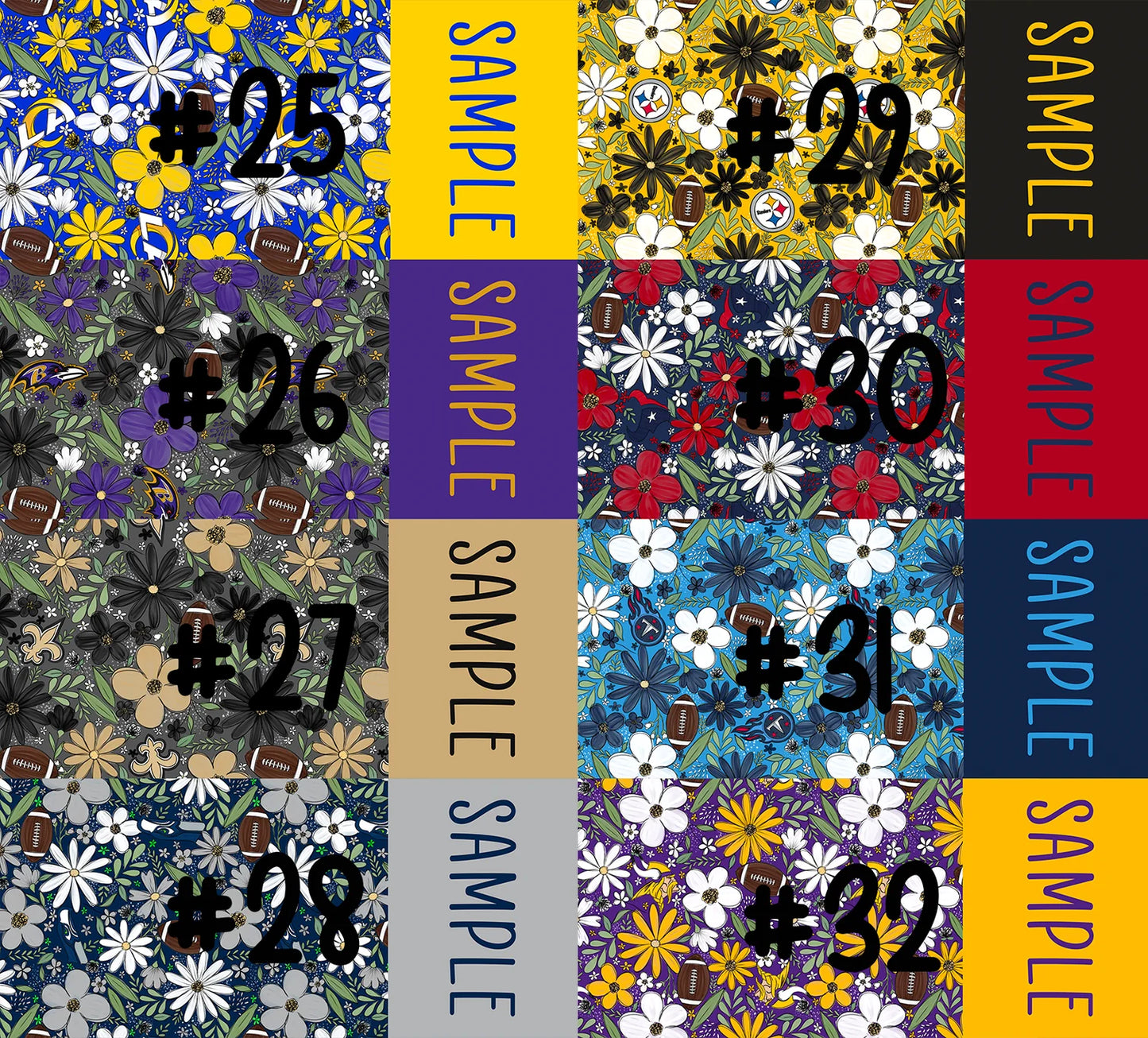 Football Floral - Custom Name Bows