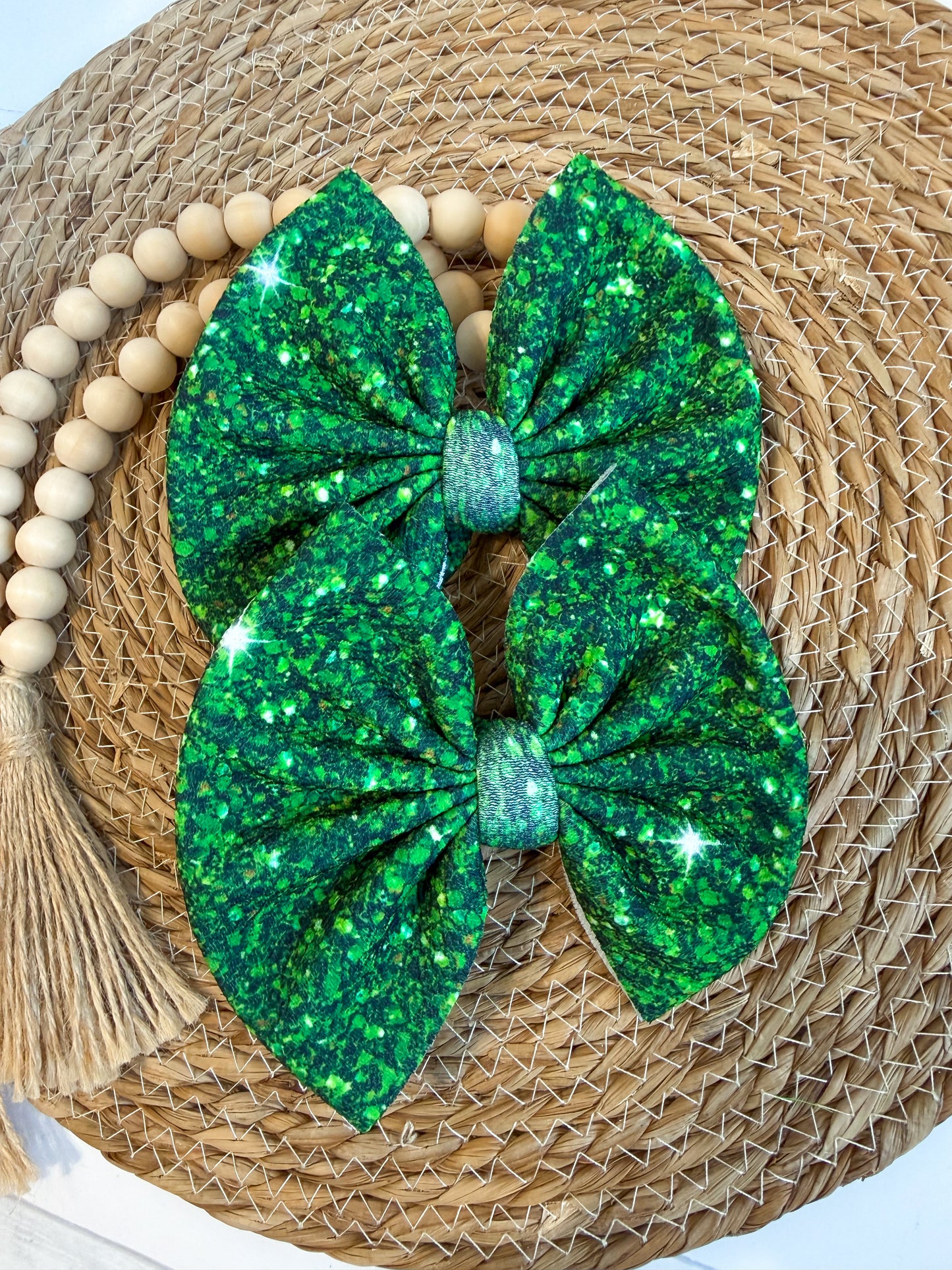 Faux green sparkle Large Bow