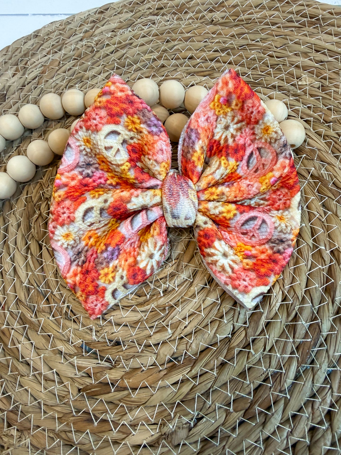 Faux embroidered floral peace sign - piggies