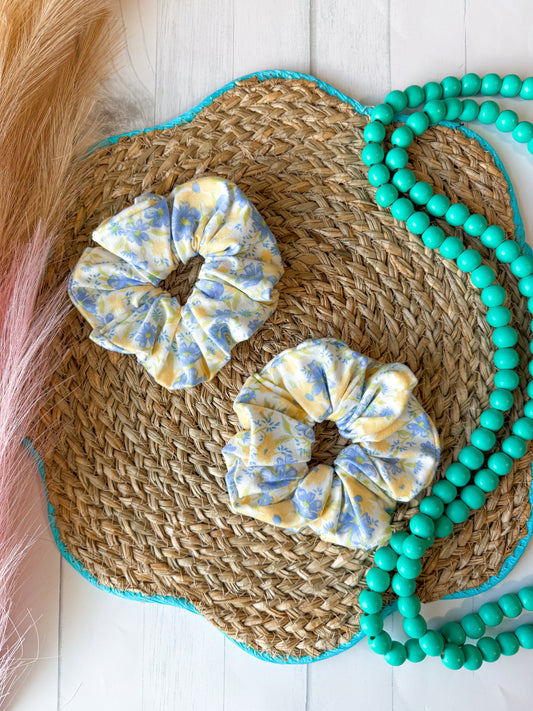 Sky & Lemon Floral Scrunchie