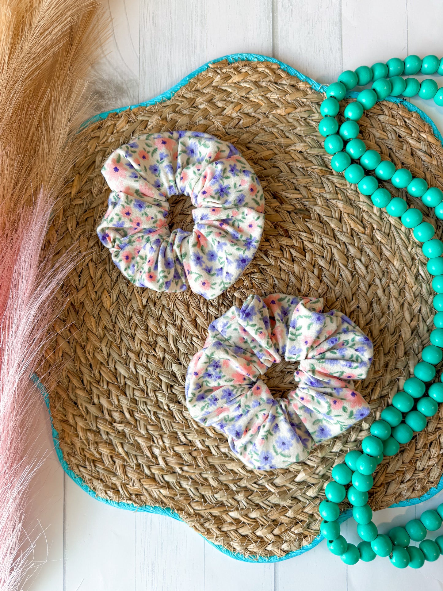 Pink & Lilac Floral Scrunchie